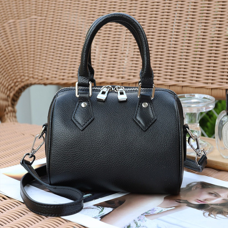 头层牛皮波士顿包时尚单肩斜挎真皮枕头包高级感女包软皮手提小包,淘宝优惠券,粉丝福利购,淘宝优惠卷