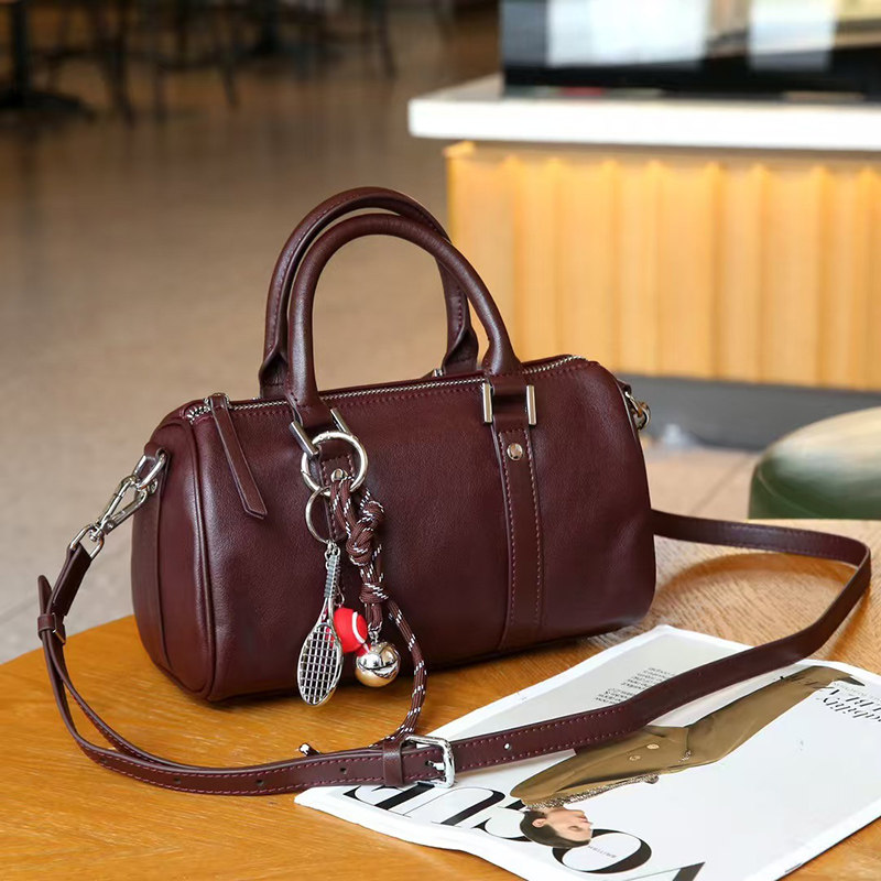 纯牛皮大容量波士顿枕头包女百搭2025秋冬新款真皮休闲斜挎手提包,淘宝优惠券,粉丝福利购,淘宝优惠卷