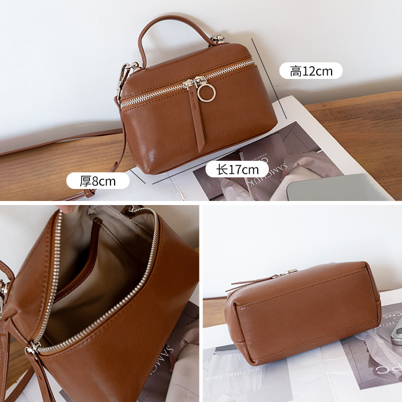 纯牛皮斜挎手提小方包女气质2026春季新款真皮休闲单肩小包化妆包,淘宝优惠券,粉丝福利购,淘宝优惠卷