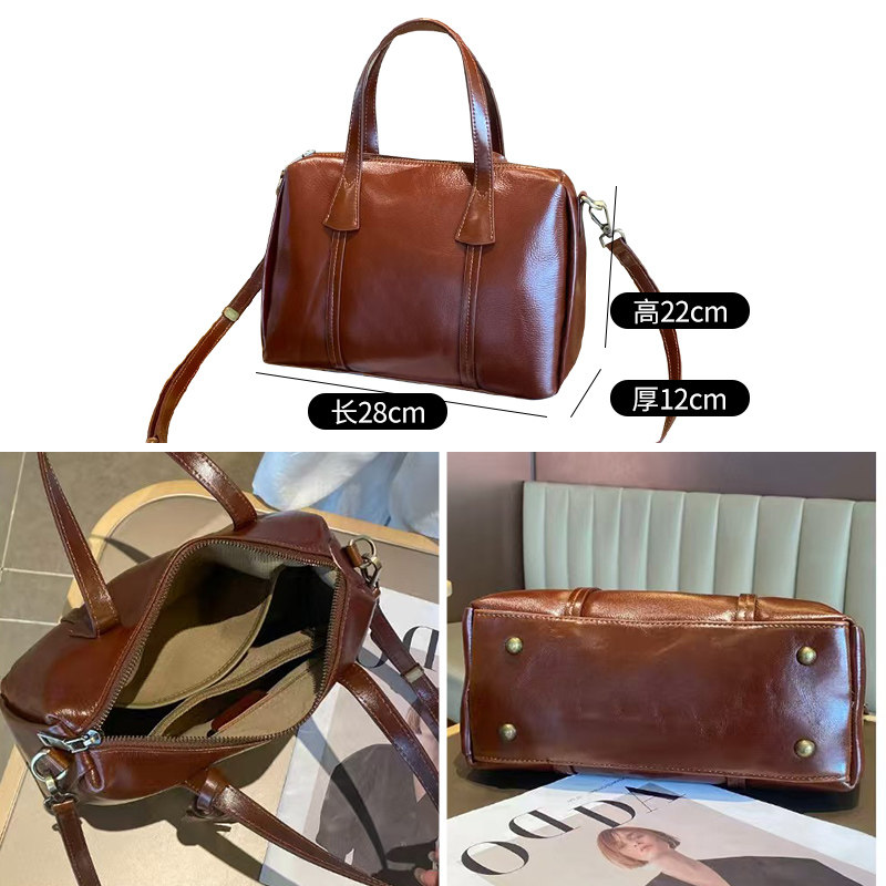 纯牛皮大容量斜挎手提包女百搭2025新款真皮休闲托特包放雨伞水杯,淘宝优惠券,粉丝福利购,淘宝优惠卷