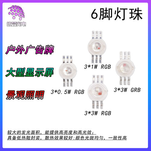 4脚6脚8脚RGB三合一全彩大功率LED灯珠红绿蓝白光RGBW暖白舞台灯 - 图0
