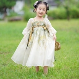 Девушки Ханфу Древнее стиль Супер Сказочное платье Лето 2025 г. Новая маленькая девочка Древняя костюм Дети Лето -Тан Костюм Конфуцианская юбка