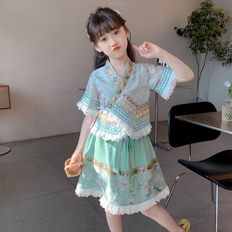 女童汉服夏季2026新款小女孩傣族中国风裙子夏款儿童古风超仙古装,淘宝优惠券,粉丝福利购,淘宝优惠卷