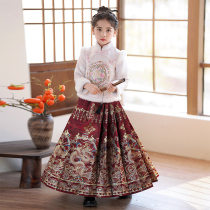 Childrens Horse Face Skirt Autumn Winter 2024 New Plus Suede Suit Dragon Year Girl to the Year of the Winter Girl Guides Winter Girl Guides