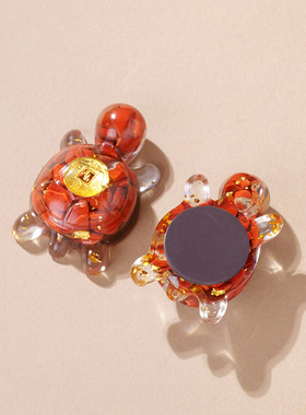 天然水晶碎石滴胶招财金钱龟 小乌龟对对碰玩具家居装饰车载摆件