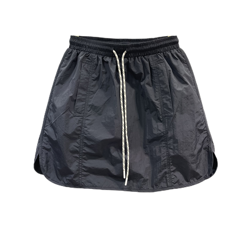 设计感小众工装半身裙女夏季松紧腰a字裤裙宽松显瘦开叉休闲短裙 - 图3