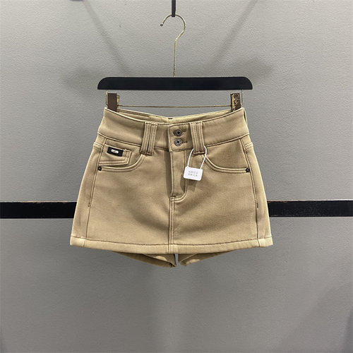 复古加绒加厚牛仔半身裙女2025秋冬假两件显瘦辣妹A字包臀短裙裤 - 图0