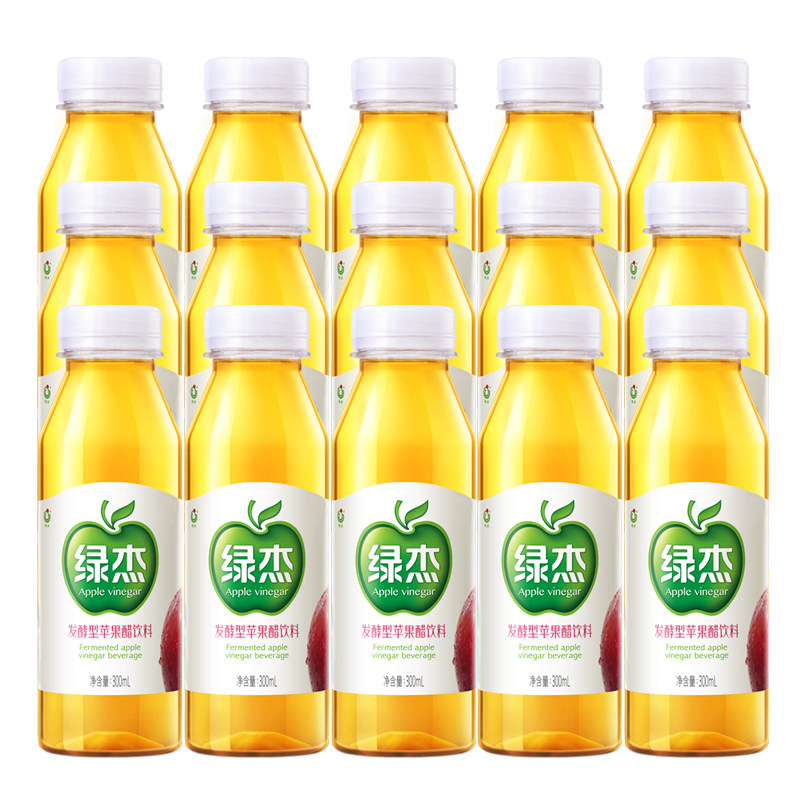 绿杰轻纯发酵型苹果醋饮料300ml*15瓶装0代糖0脂肪健康苹果醋饮料,淘宝优惠券,粉丝福利购,淘宝优惠卷