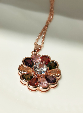 水晶项链五彩十字链女