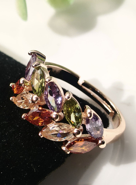 彩叶开口戒指可调节大小十指