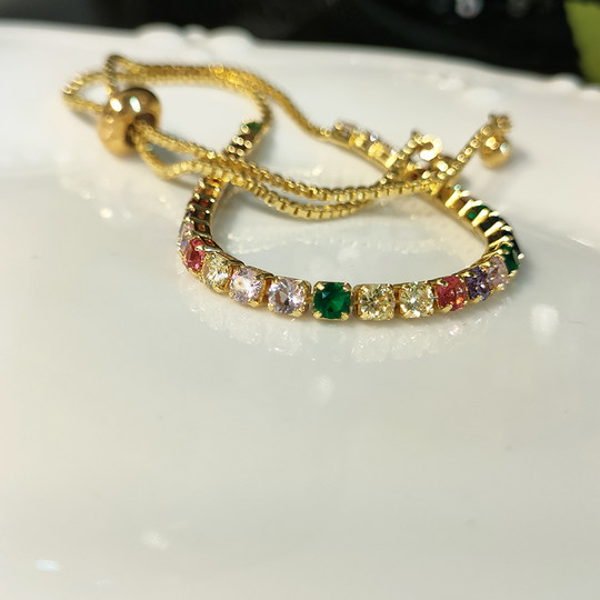 Inlaid crystal bracelet adjustable