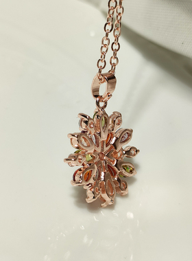 水晶项链女AAA锆石十字链女五彩