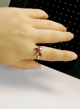 太钢戒指玫瑰金彩韩版蝴蝶甜美