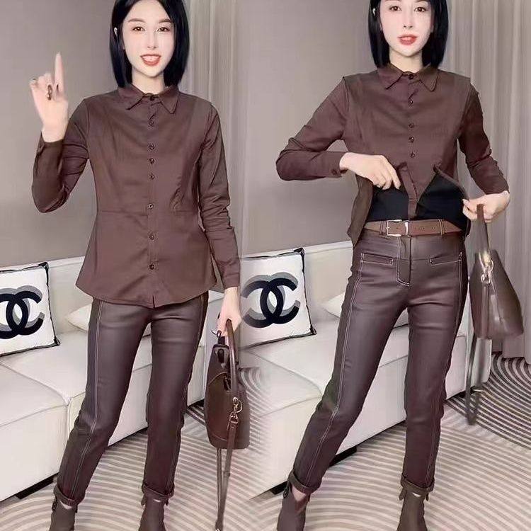 2025春秋冬显瘦修身铅笔九分裤欧货明线小脚烟管裤加绒图层皮裤,淘宝优惠券,粉丝福利购,淘宝优惠卷