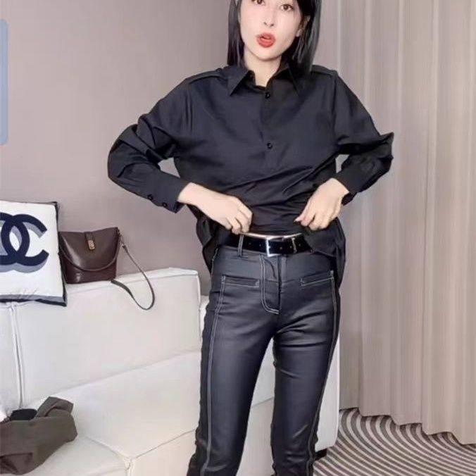 2025春秋冬显瘦修身铅笔九分裤欧货明线小脚烟管裤加绒图层皮裤,淘宝优惠券,粉丝福利购,淘宝优惠卷