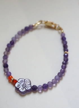 【紫云雾间】紫水晶真的好美！天然水晶切面珠叠戴细手链手串3mm