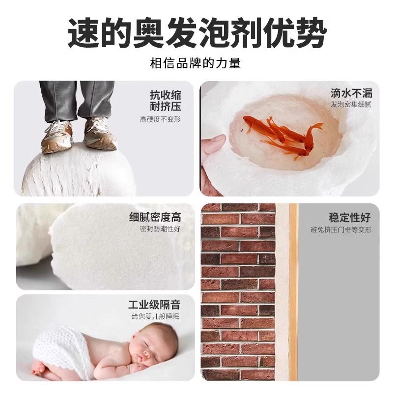 进口速的奥B1级防火阻燃泡沫胶门窗油烟管道填充堵洞膨胀发泡胶 - 图0