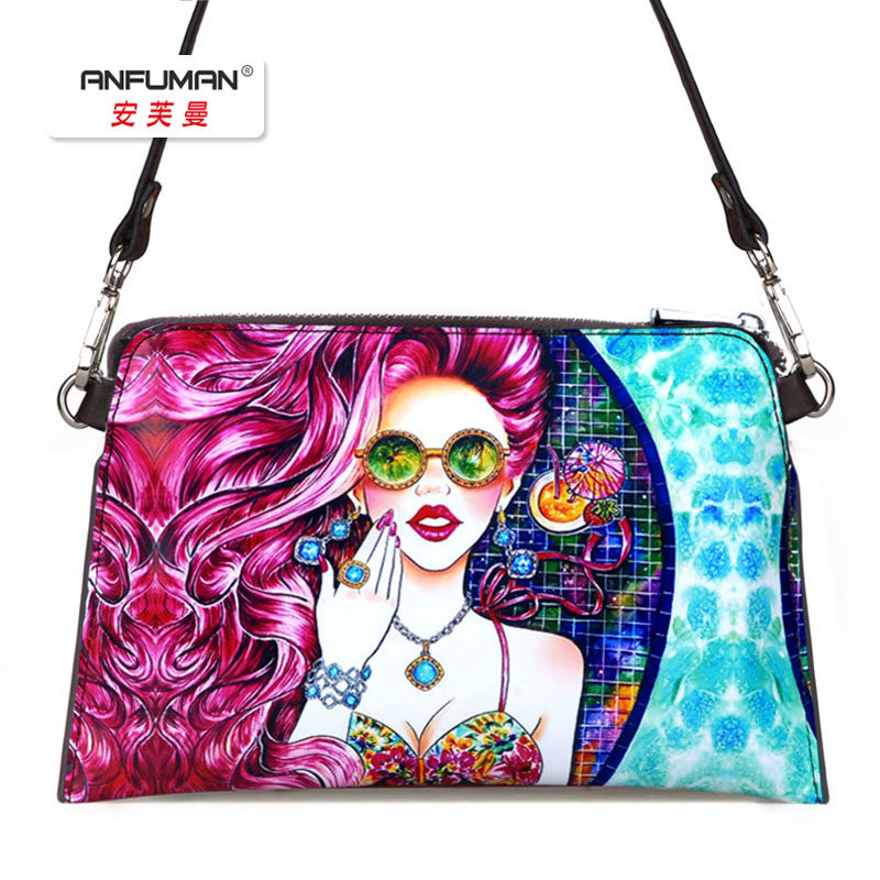 女民族手绘软皮潮流手拎拉链单肩包 圣嘉禾箱包女士包袋