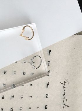 简约个性情侣心电图韩版 式高低戒指指环J702弯曲戒指 尾戒闪电