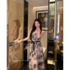 100 rayon ພິມສາຍແອວ suspender dress