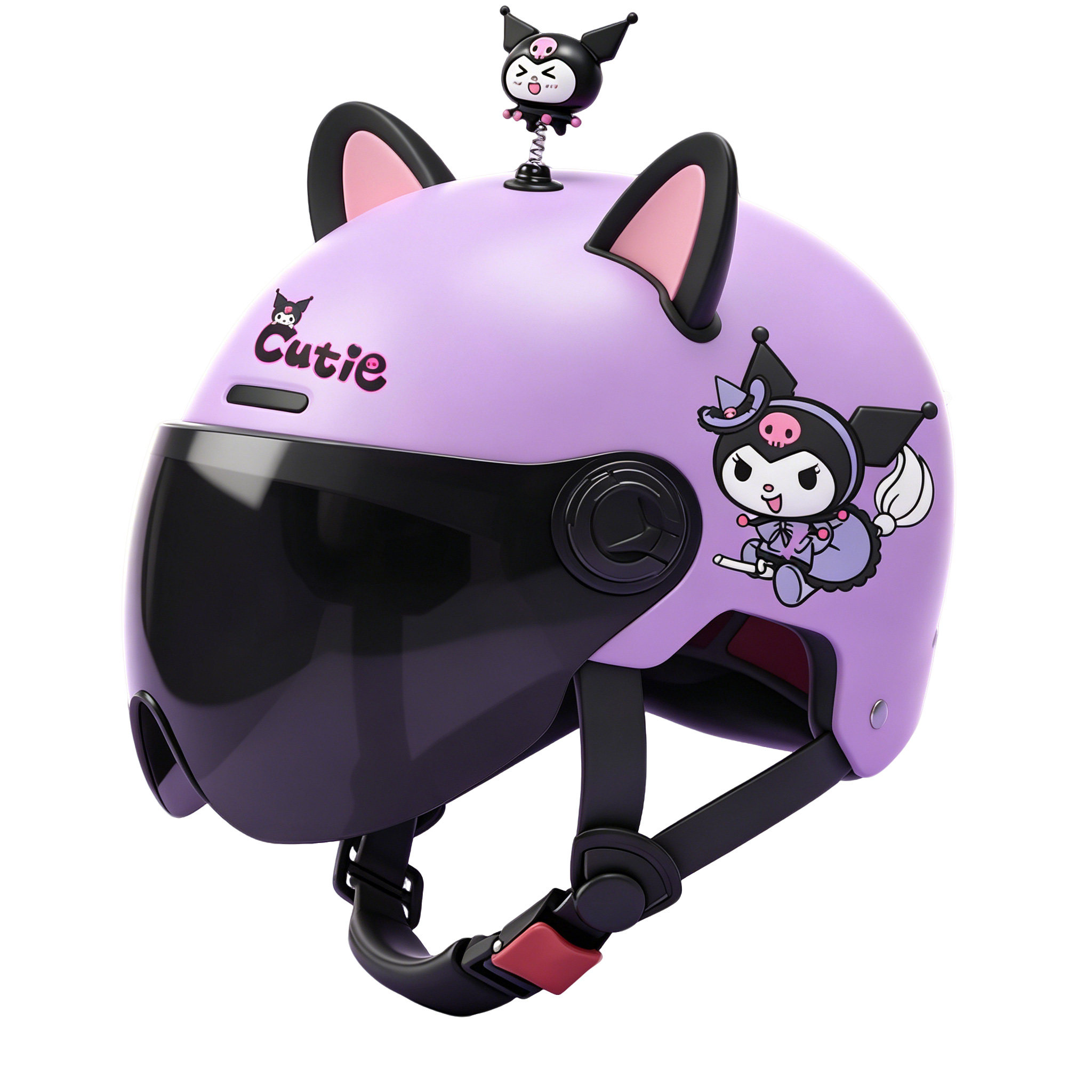 Electric car helmet for girls and boys, four-season half helmet, summer sun protection, Kuromi, super cute children's cute safety helmet