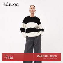 (single piece 9 fold) edition2023 autumn new black and white striped wool yak fluff coat EBC3SWT056