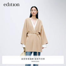 Edition fur coats women 2024 spring new Chinese Chinese open sleeves wool bifacial great coat EBD1OVC003