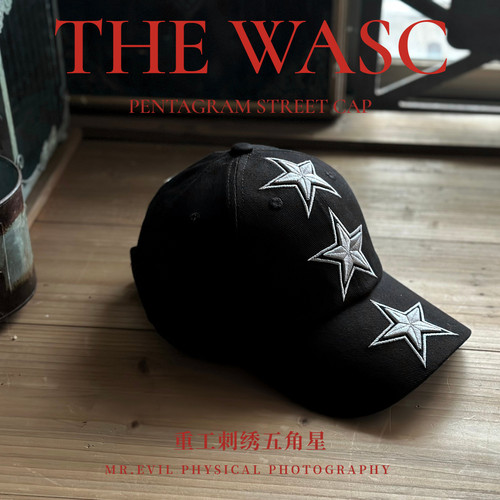 WASC潮牌重工刺绣五角星星棒球帽子通用街头美式潮帽大头围鸭舌帽 - 图2