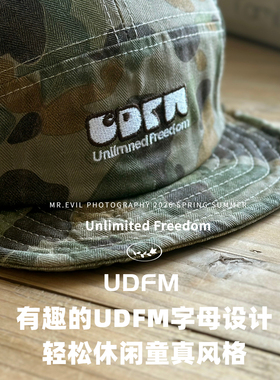 这字母真有趣！迷彩短檐五片帽