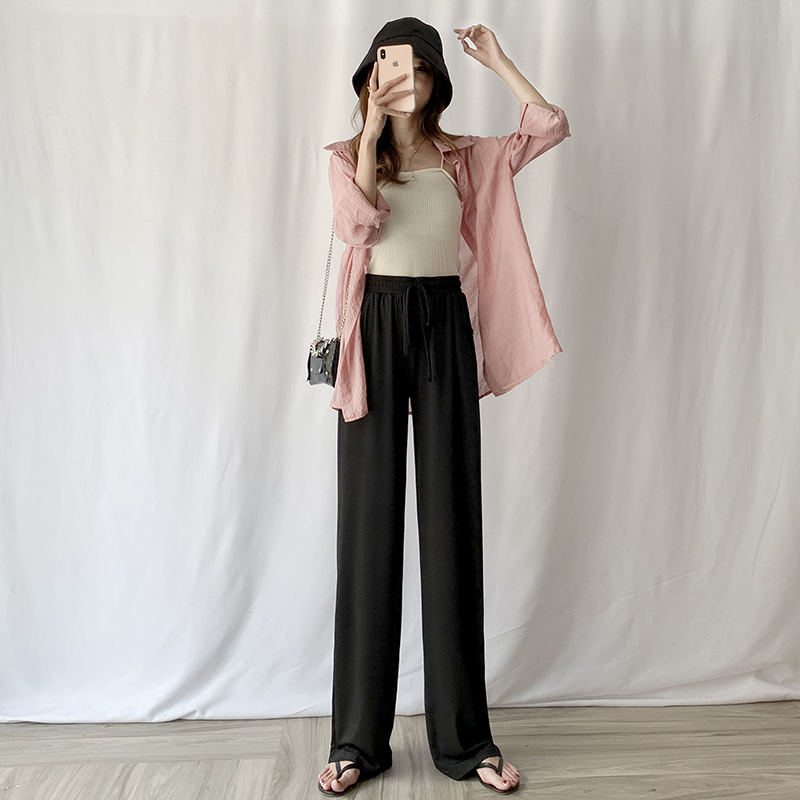 冰丝夏季高腰垂感铜氨丝宽松阔腿裤 申美佳休闲裤