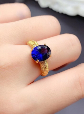 925纯银蓝宝石戒指镶嵌空托椭圆5×6/6×8/7×9裸石银托定制加工