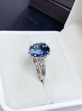 925纯银伦敦蓝托帕宝石戒指指环镶嵌椭圆8*10银托戒托来石加工
