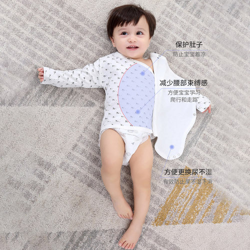 包屁衣婴儿春秋纯棉男宝宝春夏长袖连体衣新生婴儿三角哈衣服春装 - 图1