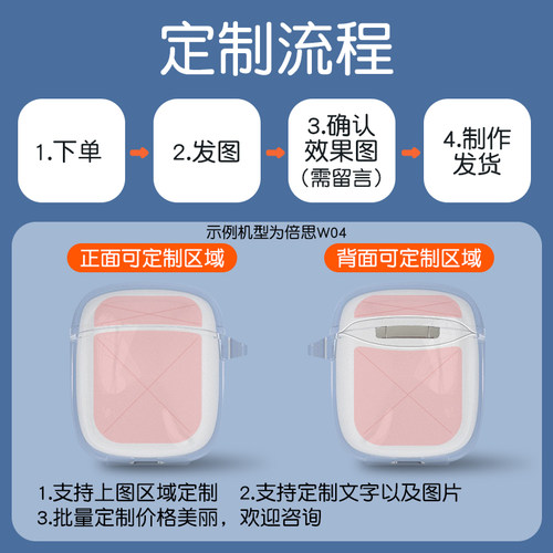 适用倍思耳机保护套W04 2025升级版2023定制wm01硅胶无线蓝牙充电仓软壳w04plus小众创意刻字防摔W01订做pro - 图3