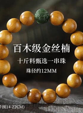 天然金丝楠木国风男士手串和田玉貔貅转运女款手链文玩送礼饰品