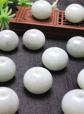 直销 缅甸天然翡翠A货大孔圆珠转运珠 招财大桶珠挂坠饰品吊坠
