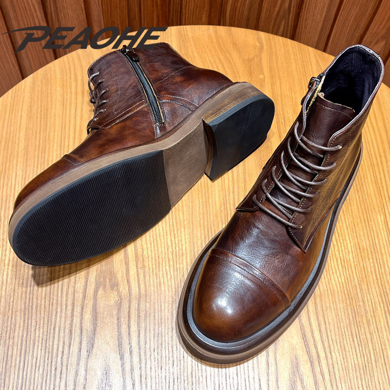 Cowhide Martin boots men's British style short boots business formal wear