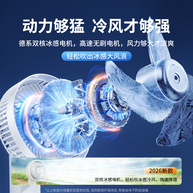 2025新款充电风扇超长续航夹子式小型usb便携制冷小电风扇大风力强车载静音学生宿舍床上空调办公室桌面户外