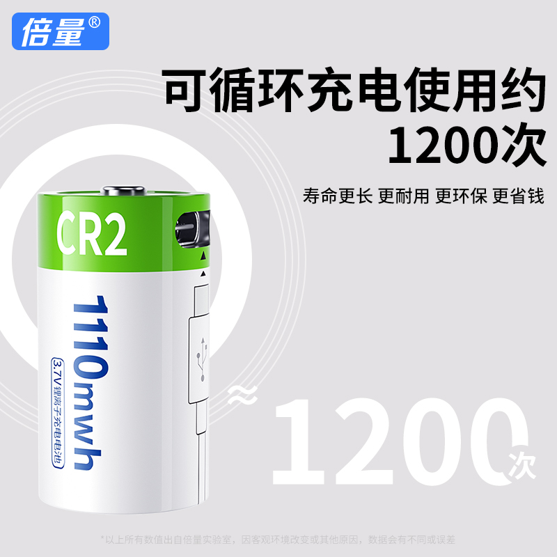 倍量CR2电池适用富士拍立得mini25 55相机cr15h270锂电池测距仪夜视监控仪引闪器智能家居水电表3.7VUSB充电 - 图1