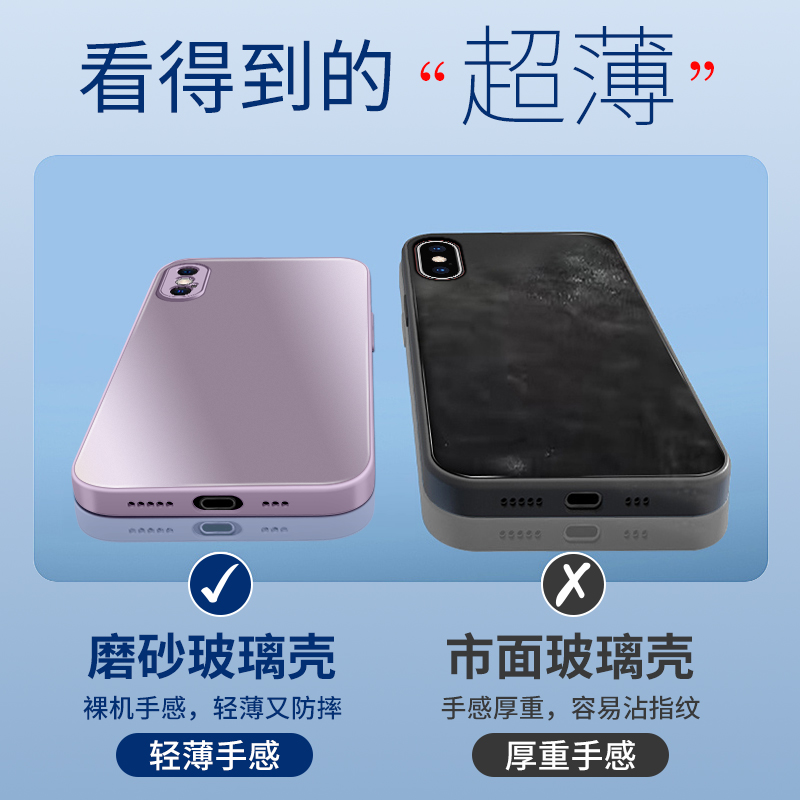 适用苹果x手机壳iphonex手机套iphonexsmax玻璃xsamx男10网红iponex超薄xmax女iPhonexr磨砂xr新款xsxmax十紫-图3