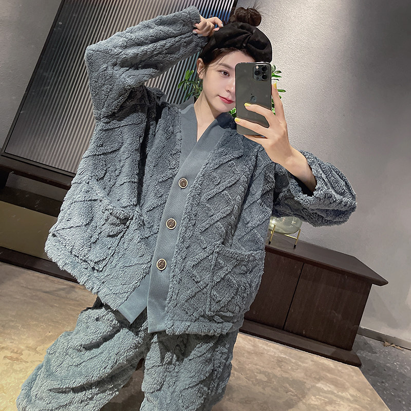 2021年新款秋冬款珊瑚绒春秋季睡衣 pxfc睡衣/家居服套装