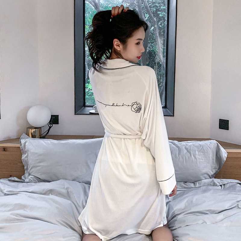 春秋加长款ins风竹纤维毛巾料裕袍 pxfc睡袍/浴袍