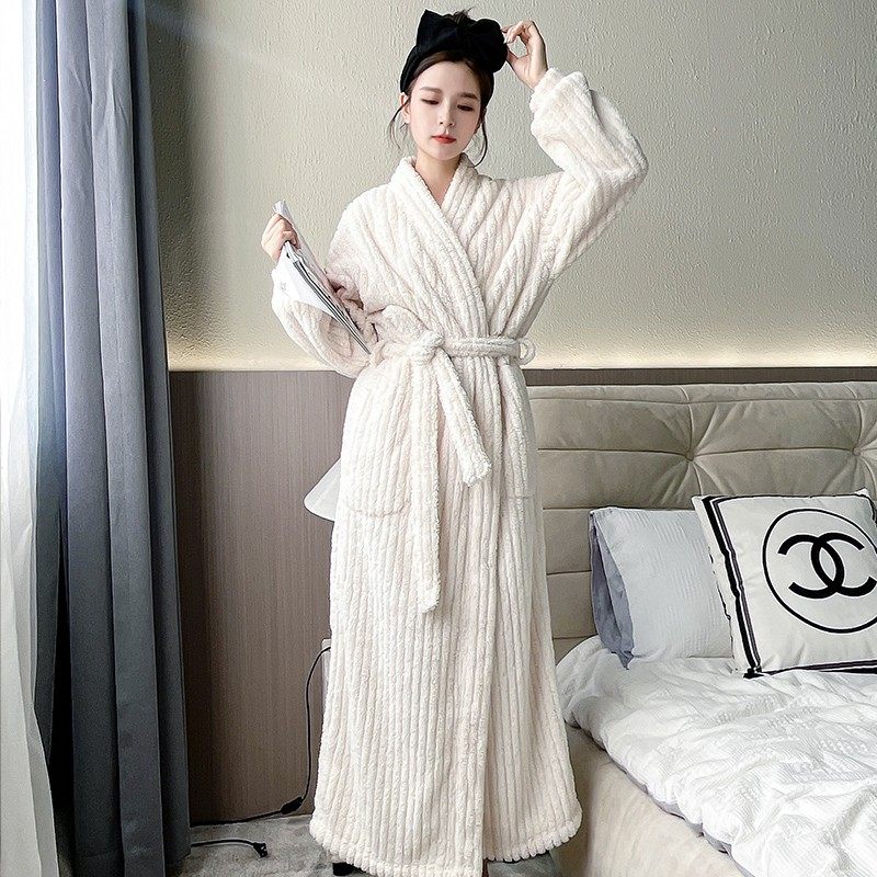 秋冬季加长款情侣休闲简约睡袍 pxfc睡袍/浴袍