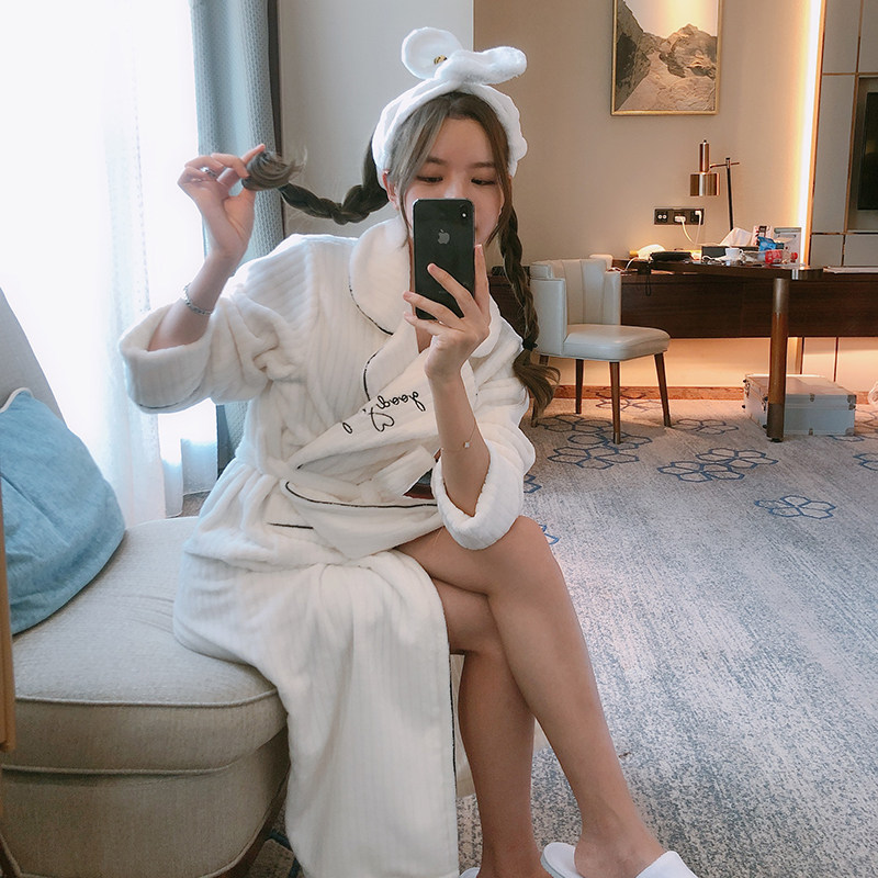 新品秋冬长款珊瑚绒可爱睡袍 pxfc睡袍/浴袍