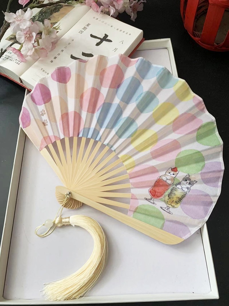 贝壳扇日式和风棉布折扇可爱迷你小扇子夏季便携折叠扇汉服和服女_虎窝淘