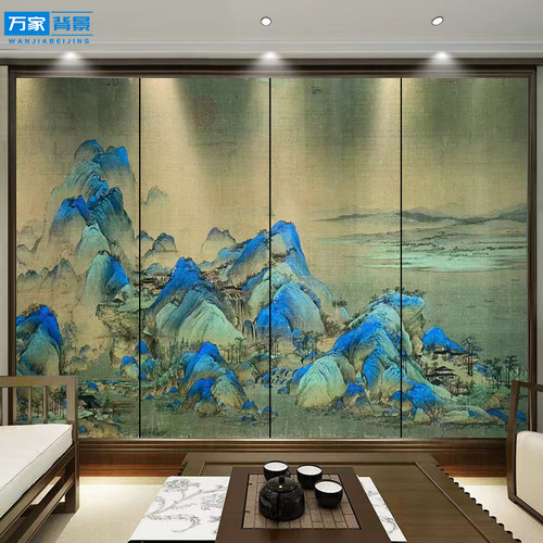 定制客厅沙发新中式床头卧室刺绣硬包电视背景墙酒店墙布壁画宾馆 - 图1