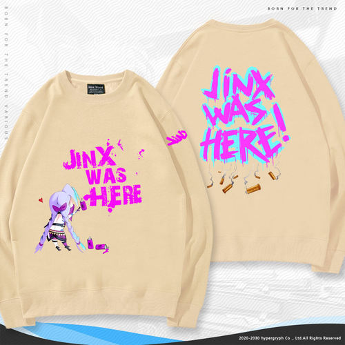 LOL英雄联盟双城之战动漫暴走萝莉金克丝联名周边男女卫衣春秋jl - 图1