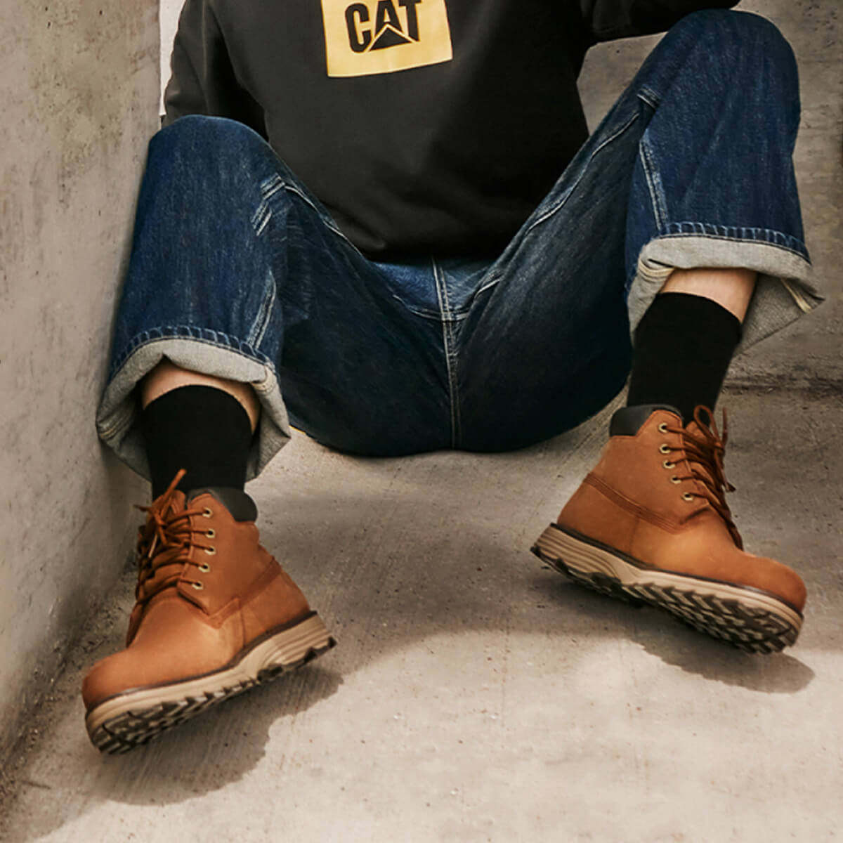 CAT卡特秋冬男士FOUNDER WP休闲复古防水防滑耐磨工装靴大黄靴_虎窝淘