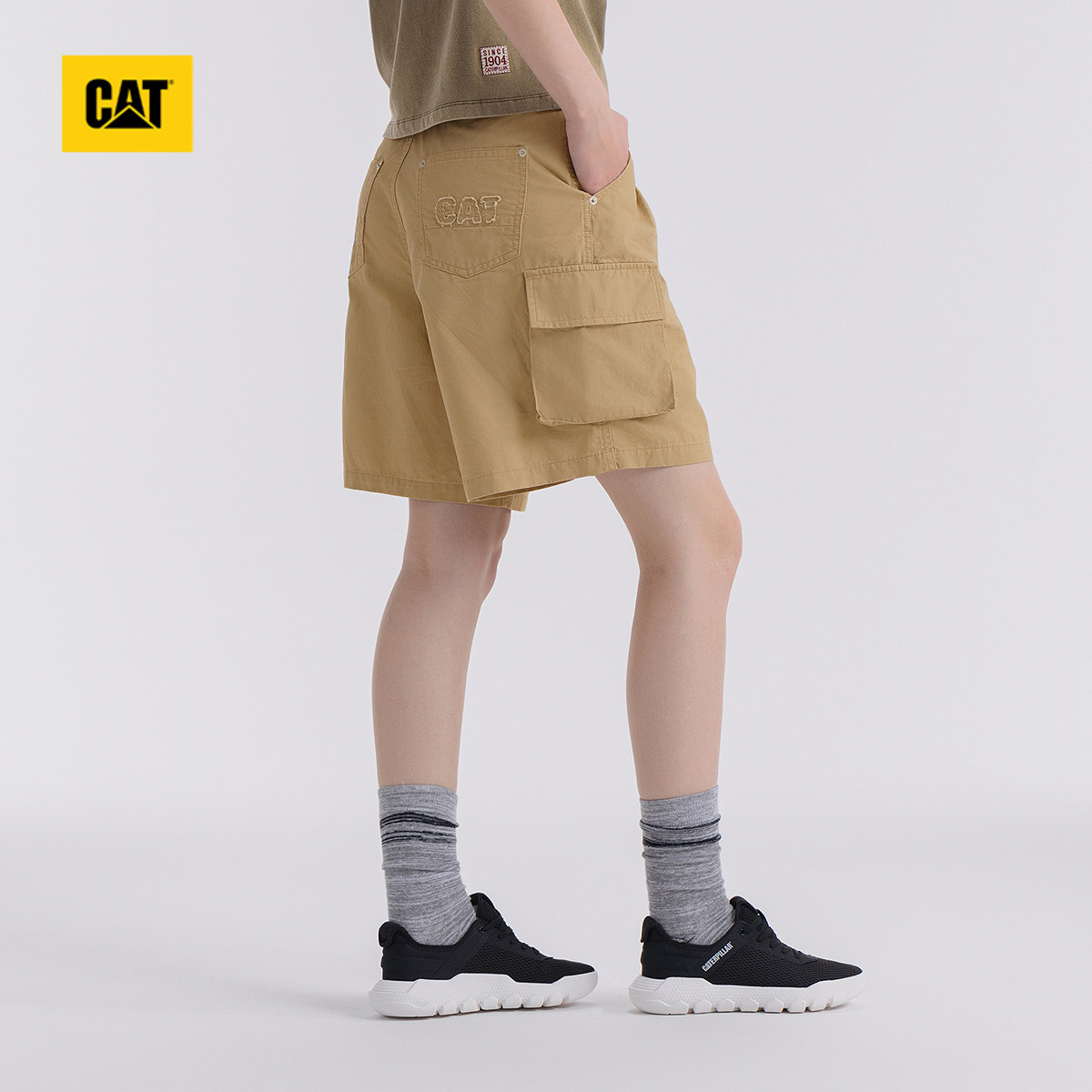 CAT卡特25夏季新品女士户外美式工装风贴袋休闲短裤五分裤,淘宝优惠券,粉丝福利购,淘宝优惠卷