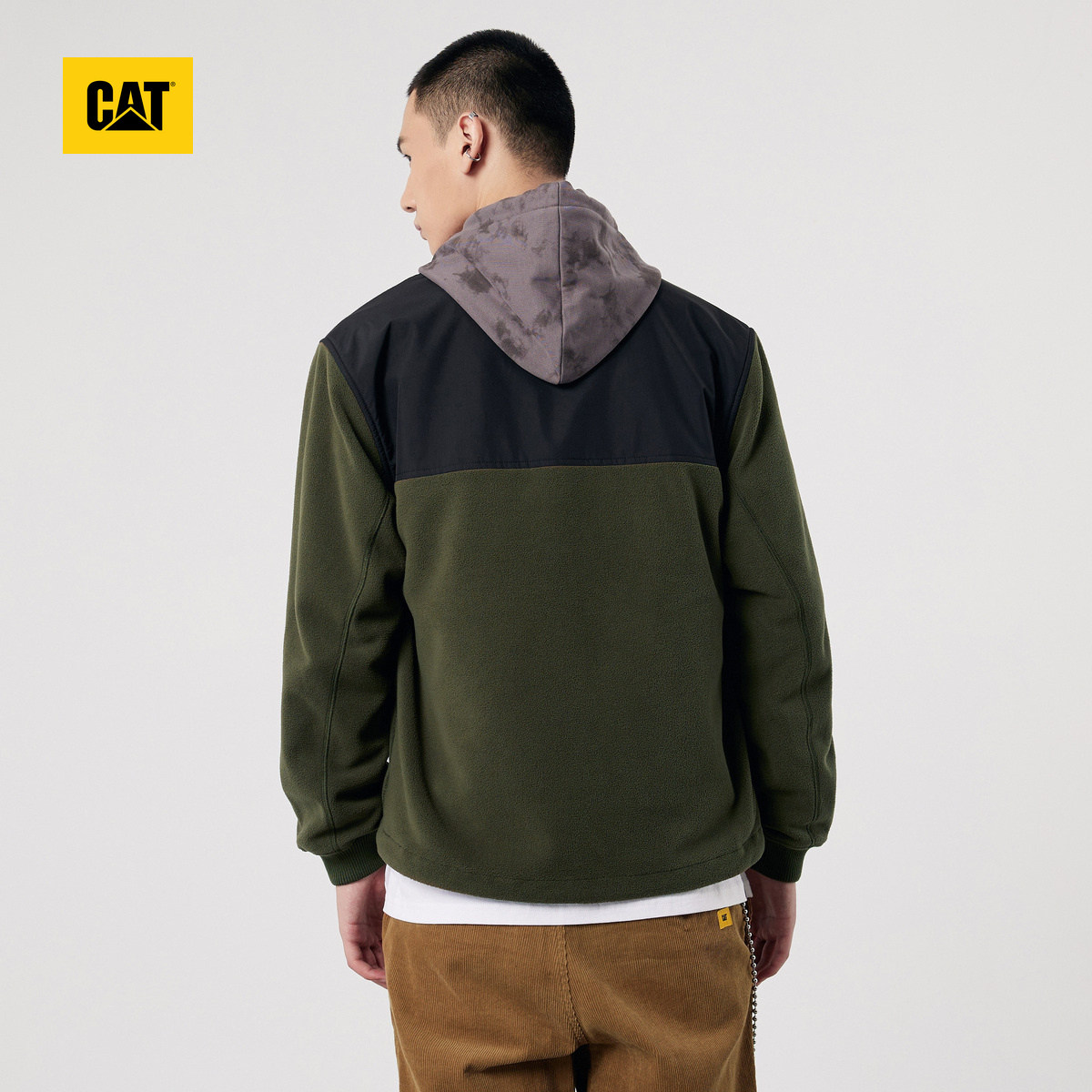 CAT卡特秋冬款男士户外休闲时尚拼接摇粒绒棒球风单夹克外套,淘宝优惠券,粉丝福利购,淘宝优惠卷